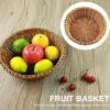 Round 23cm Wide Polyrattan Flower Fruit Vegetable Bread Basket with Metal Wire - Walnut Brown Colour (Size: 23x23x8cm)(Code: 4003) - Image 5