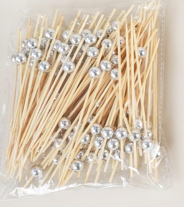 5 Inches Long Wooden Starter Sticks with Pearls Tikka Sticks, Cocktail and Mocktail Picks - Food Grade Hygienic (Quantity: Pack Of 50 Sticks) - Image 6