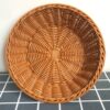 Round 20.5cm Wide Polyrattan Flower Fruit Vegetable Bread Basket with Metal Wire - Walnut Brown Colour (Size: 20.5x20.5x7.5cm)