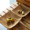 Square 28.5cm Side Polyrattan Flower Fruit Vegetable Bread Platter with Metal Wire - Walnut Brown Colour (Big Size: 28.5x28.5x6.5cm) - Image 8