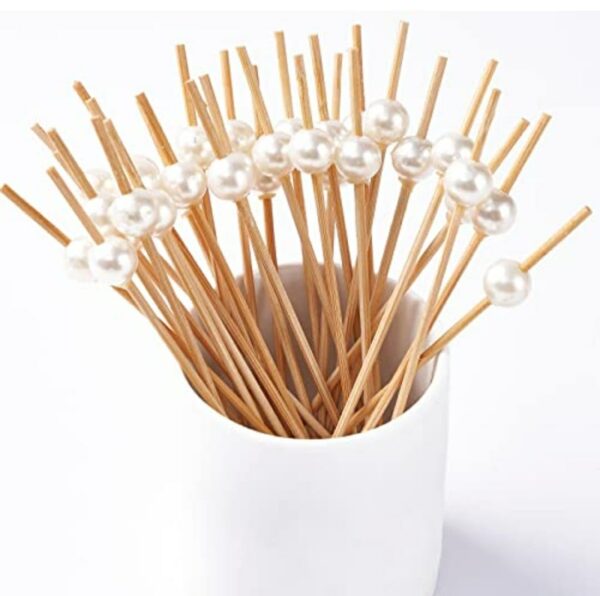 5 Inches Long Wooden Starter Sticks with Pearls Tikka Sticks, Cocktail and Mocktail Picks - Food Grade Hygienic (Quantity: Pack Of 50 Sticks) - Image 7