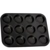 12 Large Size Cavity Teflon Coated Muffin Mould Nonstick 12 Slot Cup Cake Muffin Mould (Tray Size: 35.5x26x2.5cm, Mould Size: 6.5cm Wide)