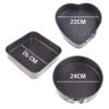 Multi Shaped Teflon Coated Cake Mould Trays Oven Compatible with Spring Form and Detachable Base - Food Grade Hygienic (Quantity: 3Pcs - Heart 22cm, Round 24cm and Square 26cm with Depth 2.75 Inches App.) - Image 3