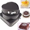 Multi Shaped Teflon Coated Cake Mould Trays Oven Compatible with Spring Form and Detachable Base - Food Grade Hygienic (Quantity: 3Pcs - Heart 22cm, Round 24cm and Square 26cm with Depth 2.75 Inches App.) - Image 5