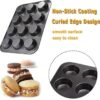 12 Large Size Cavity Teflon Coated Muffin Mould Nonstick 12 Slot Cup Cake Muffin Mould (Tray Size: 35.5x26x2.5cm, Mould Size: 6.5cm Wide) - Image 3