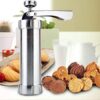 SS Biscuit Cutter Cookie Maker Press Machine (Size: 20cm Long, Quantity: 10 Different Cookie Moulds with 4 Plastic Nozzles Attachments)