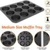 12 Cavity Teflon Coated Muffin Mould Nonstick 12 Slot Cup Cake Muffin Mould (Tray Size: 26x18x2.5cm, Mould Size: 5cm Wide) - Image 4