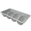 4 Compartments Grey Plastic Cutlery Rack Rectangle Shaped (Size: 51x28.5x10cm)