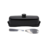 Black Butter Box Polycarbonate Based Butter Holder Tray with Polycarbonate Lid & Stainless Steel Butter Knife (Colour: Black Tray with Black Lid)