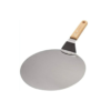 10 Inches Wide Round Flat Pizza Lifter Shovel Pizza Peel with 6.5 Inches Long Wooden Handle