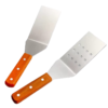 Pack of 2 Stainless Steel Pizza Lifter Shovel Griddle Turner with Wooden Handle (2 Pc Set : 1 With Holes & 1 Without Holes)