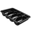 4 Compartments Black Plastic Cutlery Rack Rectangle Shaped (Size: 51x28.5x10cm)