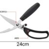 Black Handle Curved Kitchen Scissors Stainless Steel (Size: 25x8x5cm) - Image 2