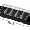 Plastic Condiment Rack with 8 Compartments and Transparent PC Lid (Size: 59x19x17cm) - Image 2