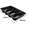 4 Compartments Black Plastic Cutlery Rack Rectangle Shaped (Size: 51x28.5x10cm) - Image 2