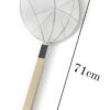34cm Wide Stainless Steel Noodle Food Strainer Skimmer with Flat Wooden Handle (Size: 34cm Wide) - Image 2