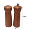 6 Inches Wooden Pepper Mill and Salt Mill Round Shaped Walnut Brown Hand Operated Grinder Crusher Seasoning Kitchen Tool (Size: 5x5x15cm) - Image 2