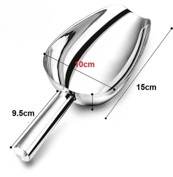 Stainless Steel Ice Scoop, Flour Scoop, Grain Scoop, Popcorn Scoop, Ice Server Scoop (Size: Medium) - Image 2