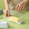 White Butter Box Polycarbonate Based Butter Holder Tray with Polycarbonate Lid & Stainless Steel Butter Knife (Colour: White Tray with Transparent Lid) - Image 3