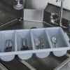 4 Compartments Grey Plastic Cutlery Rack Rectangle Shaped (Size: 51x28.5x10cm) - Image 3