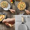 10 Inches Wide Round Flat Pizza Lifter Shovel Pizza Peel with 6.5 Inches Long Wooden Handle - Image 3