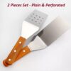 Pack of 2 Stainless Steel Pizza Lifter Shovel Griddle Turner with Wooden Handle (2 Pc Set : 1 With Holes & 1 Without Holes) - Image 3