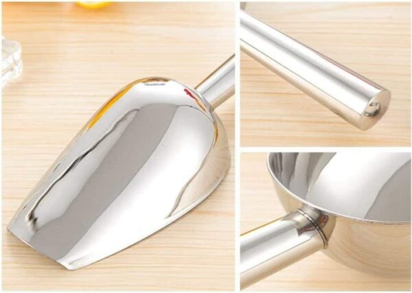 Stainless Steel Ice Scoop, Flour Scoop, Grain Scoop, Popcorn Scoop, Ice Server Scoop (Size: Medium) - Image 3