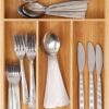 4 Compartments Wooden Rectangle Cutlery Holder Tray (Size: 32x25x4cm) - Image 3
