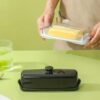 Black Butter Box Polycarbonate Based Butter Holder Tray with Polycarbonate Lid & Stainless Steel Butter Knife (Colour: Black Tray with Black Lid) - Image 4