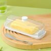 White Butter Box Polycarbonate Based Butter Holder Tray with Polycarbonate Lid & Stainless Steel Butter Knife (Colour: White Tray with Transparent Lid) - Image 4