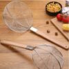28cm Wide Stainless Steel Noodle Food Strainer Skimmer with Flat Wooden Handle (Size: 28cm Wide) - Image 5