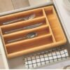 4 Compartments Wooden Rectangle Cutlery Holder Tray (Size: 32x25x4cm) - Image 5
