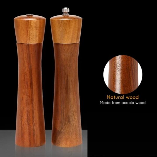 6 Inches Wooden Pepper Mill and Salt Mill Round Shaped Walnut Brown Hand Operated Grinder Crusher Seasoning Kitchen Tool (Size: 5x5x15cm) - Image 6