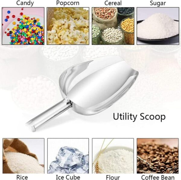 Stainless Steel Ice Scoop, Flour Scoop, Grain Scoop, Popcorn Scoop, Ice Server Scoop (Size: Medium) - Image 6