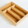 4 Compartments Wooden Rectangle Cutlery Holder Tray (Size: 32x25x4cm) - Image 7