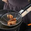 28cm Wide Stainless Steel Noodle Food Strainer Skimmer with Flat Wooden Handle (Size: 28cm Wide) - Image 7