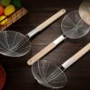 28cm Wide Stainless Steel Noodle Food Strainer Skimmer with Flat Wooden Handle (Size: 28cm Wide) - Image 8