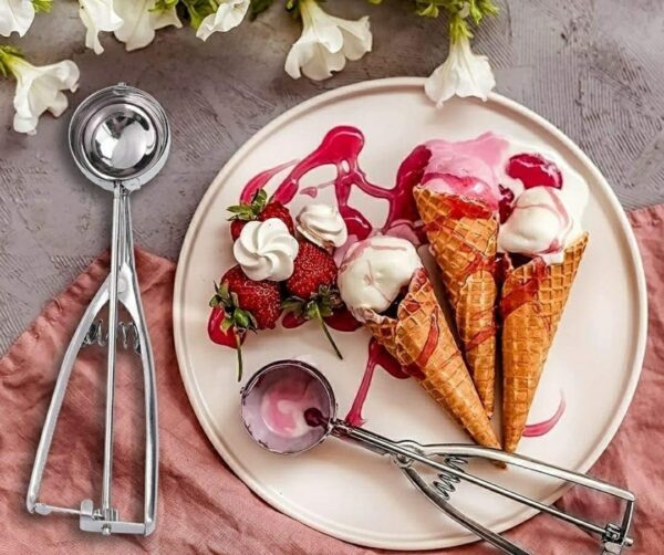 5cm Wide Stainless Steel Ice Cream Scooper with Spring, Ice Cream Picker Extractor (Size: Medium) - Image 10
