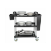 Plastic 3 Tier Service Trolley with Two Lockable Plastic Bins (Small Bin Size: 32x22x18cm, Big Bin Size: 32x22x45cm)