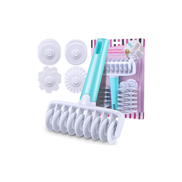 Fondan Ribbon Cutter Wheel with 4 Different Roller Patterns with 9pcs per Pattern Lattice Cutter, Noodle Dough Cutter, Pastry Tool Cutter (Size: 23x19x5cm)