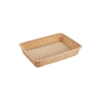 Rectangular 46x34cm Polyrattan Woven Bread Fruit Vegetable Snacks Gift Wrapping Storage Basket with Metal Wire - Light Brown Colour (Size: 46x34x7cm)(Code: 2061C)