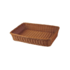 Rectangular 52x32cm Polyrattan Woven Bread Fruit Vegetable Snacks Gift Wrapping Storage Basket with Metal Wire - Walnut Brown Colour (Size: 52x32x7cm)