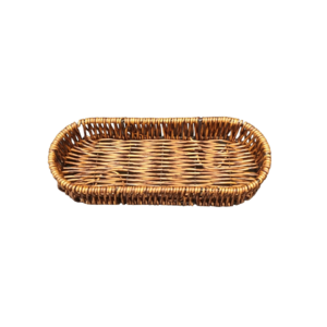 Oval 25x10cm Polyrattan Basket for Spoon Cutlery with Metal Wires - Walnut Brown (Size: 25x10x5cm)