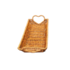 Rectangular 35x13cm Polyrattan Basket with Heart Shaped Side Handles and Metal Wires -Walnut Brown Colour (Large Size: 35x13x4cm)