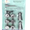 13pcs SS Mix Nozzle Set Professional - Food Grade Hygienic (Quantity: 13pcs - 6 Russian, 3 Regular, 2 Balloon, 1 Cylindrical Long And 1 Cleaning Brush - All Nozzles Of Unique Patterns)