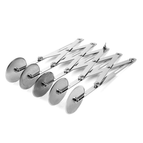 5 Wheels SS Croissant Flat Dough Divider Cutter, Mini Samosa Patti Cutter, Kaju Katli Cutter (Size: 24.5cm Long and Cutter 5.5cm Wide)