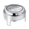 6L 43cm Wide Round SS Chafing Dish with Hydraulic Soft Close & Gel Based Heating.