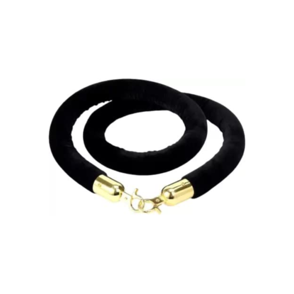 5 Feet Long Removable Black Velvet Rope for Queue Manager Crowd Control Rope Divider with Golden Chrome Plated Hooks Stanchion Rope Partition Barrier (Rope Material - Velvet, Rope Colour - Black, Rope Length - 5 Feet Approx)