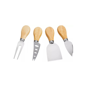 Large Size 4pcs Cheese Knife Set Heavy Duty Stainless Steel Food Grade Made 4 PCS Cheese Knife Set, Premium Cheese Slicer Cutter Collection with Wooden Handle (Large Size)