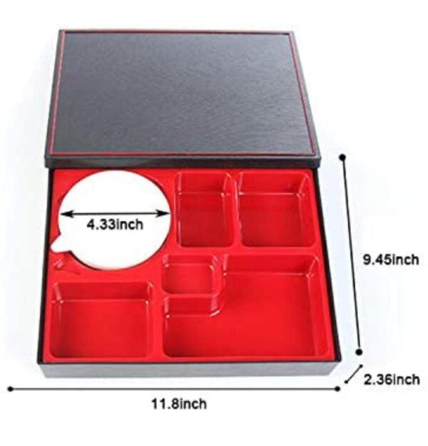 Bento Box with Bowl and Lid Japanese Style Portable Lunch Container (Size: 30x23.75x5cm) - Image 2
